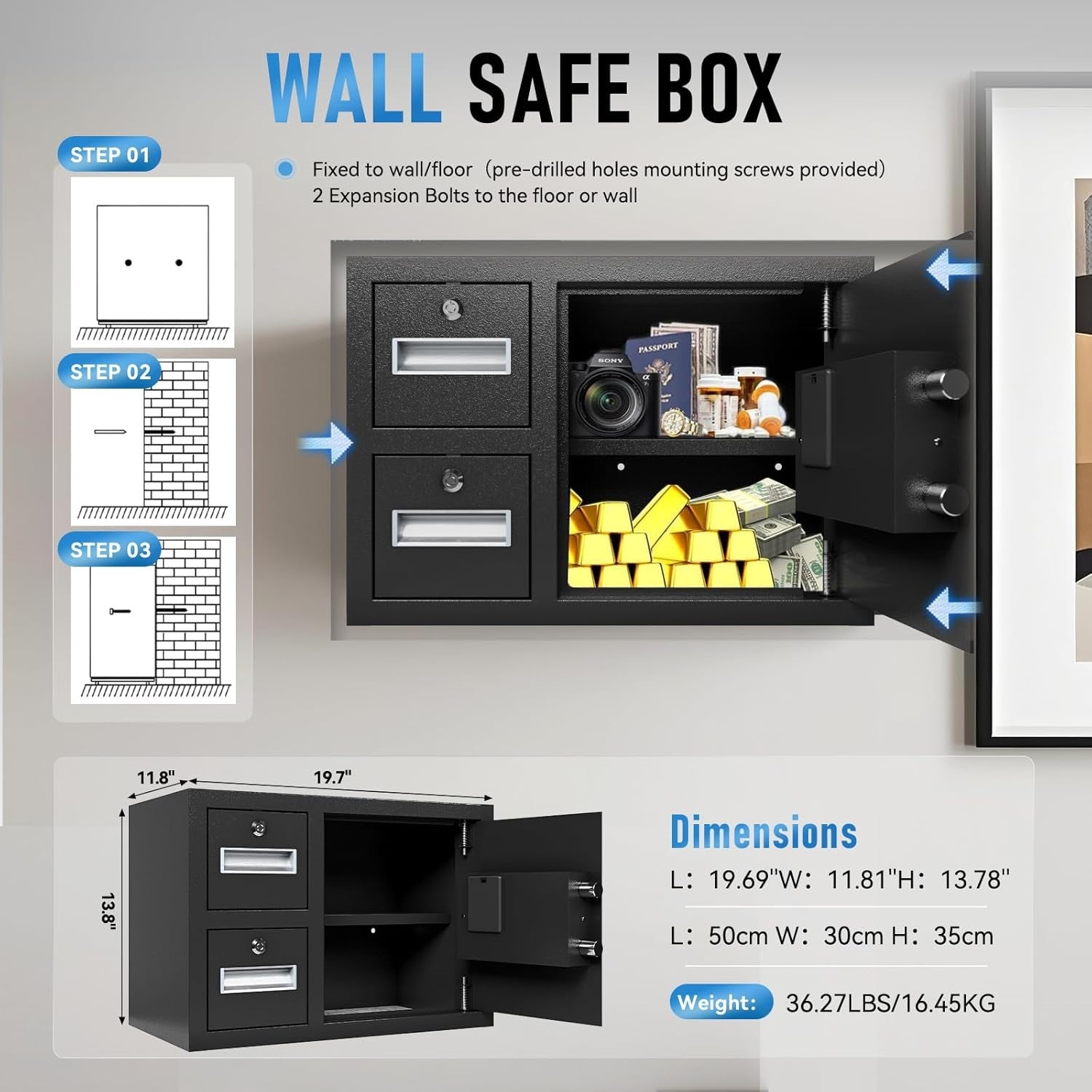 1.85 cuft Waterproof Safe Deposit Box 35 - KaerWorld