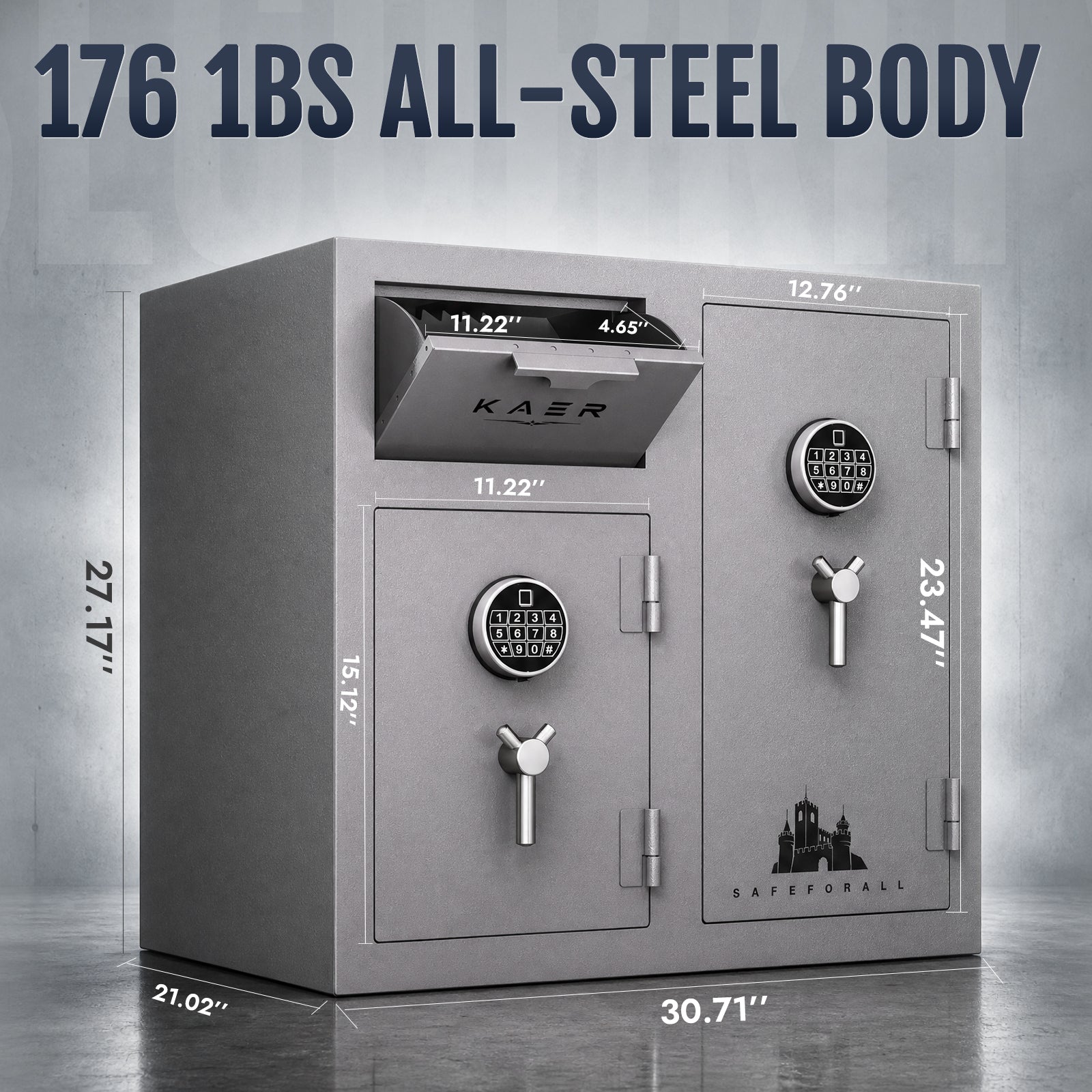 Heavy Duty 10.2 CuFt Commercial Drop Safe – Dual Deposit & Storage Design