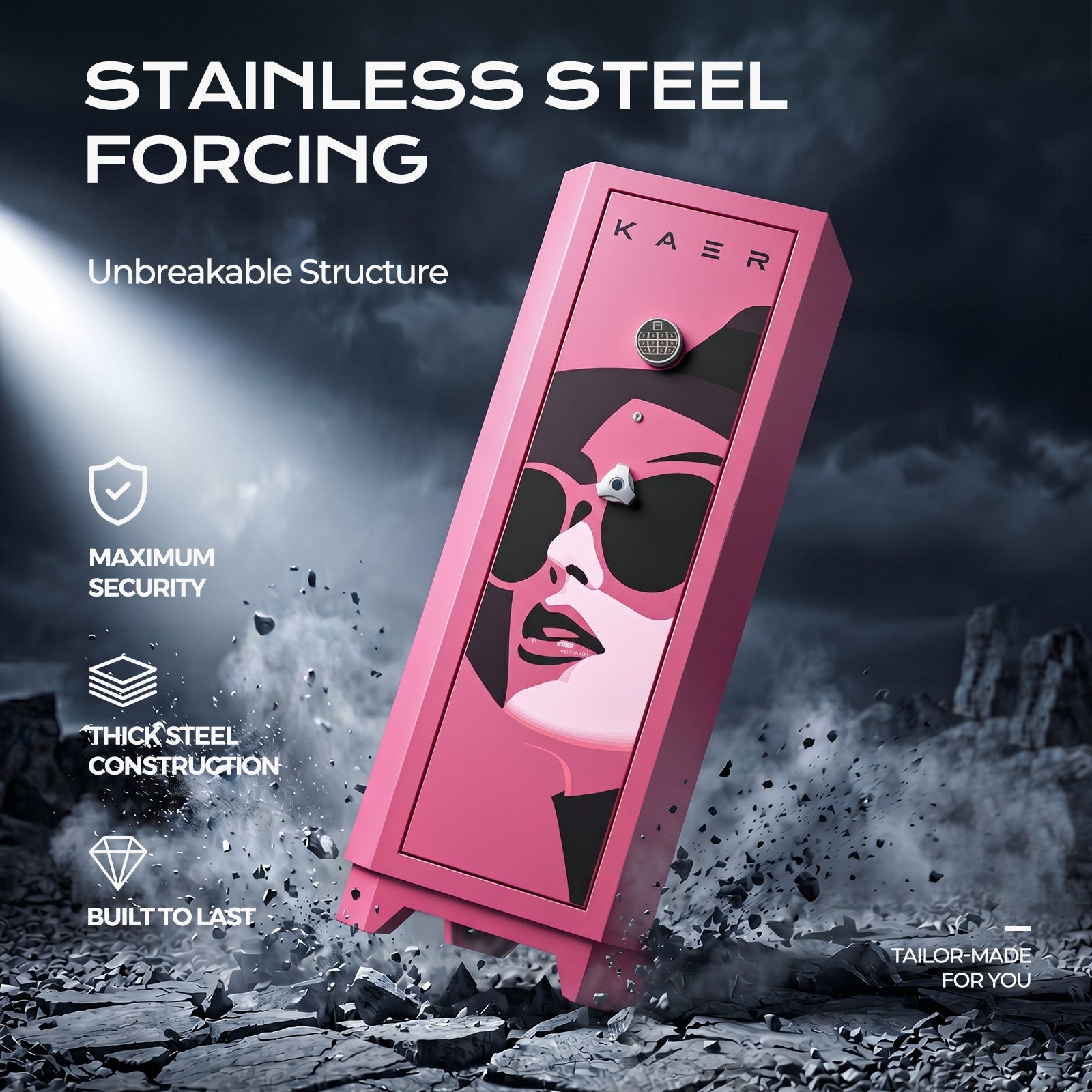 KAER Pink Corner Gun Safe for 6–8 Rifles & 4 Handguns