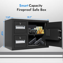 Safe, Biometric Electronic Lock, Digital Security With Drop Safe, 1.7 Cubic Feet Home Box, Secure Cash, Jewelry, Gun, Id Documents (14 * 19.5 * 12 inch)