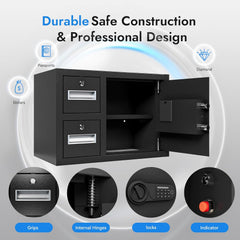 Safe, Biometric Electronic Lock, Digital Security With Drop Safe, 1.7 Cubic Feet Home Box, Secure Cash, Jewelry, Gun, Id Documents (14 * 19.5 * 12 inch)