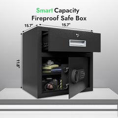 Safe, Biometric Electronic Lock, Digital Security With Drop Safe, 1.7 Cubic Feet Home Box, Secure Cash, Jewelry, Gun, Id Documents (14 * 19.5 * 12 inch)