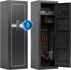 KAER Gun Safe for Rifles and Pistols 10-12 Fingerprint Gun Safe Biometric Gun Safes for Rifles with Adjustable Gun Racks Gun Safes for Shotguns with Adjustable Shelves Heavy Duty Rifle Safes for Home