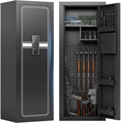 KAER Gun Safe for Rifles and Pistols 10-12 Fingerprint Gun Safe Biometric Gun Safes for Rifles with Adjustable Gun Racks Gun Safes for Shotguns with Adjustable Shelves Heavy Duty Rifle Safes for Home