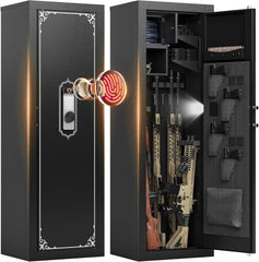 KAER 10-14 Gun Safe, Gun Safe for Rifles and Pistols, Biometric Gun Safe, Fingerprint Gun Safes Large Rifle Safe, Gun Cabinet with Adjustable Shelves and Locking Built-in Cabinet