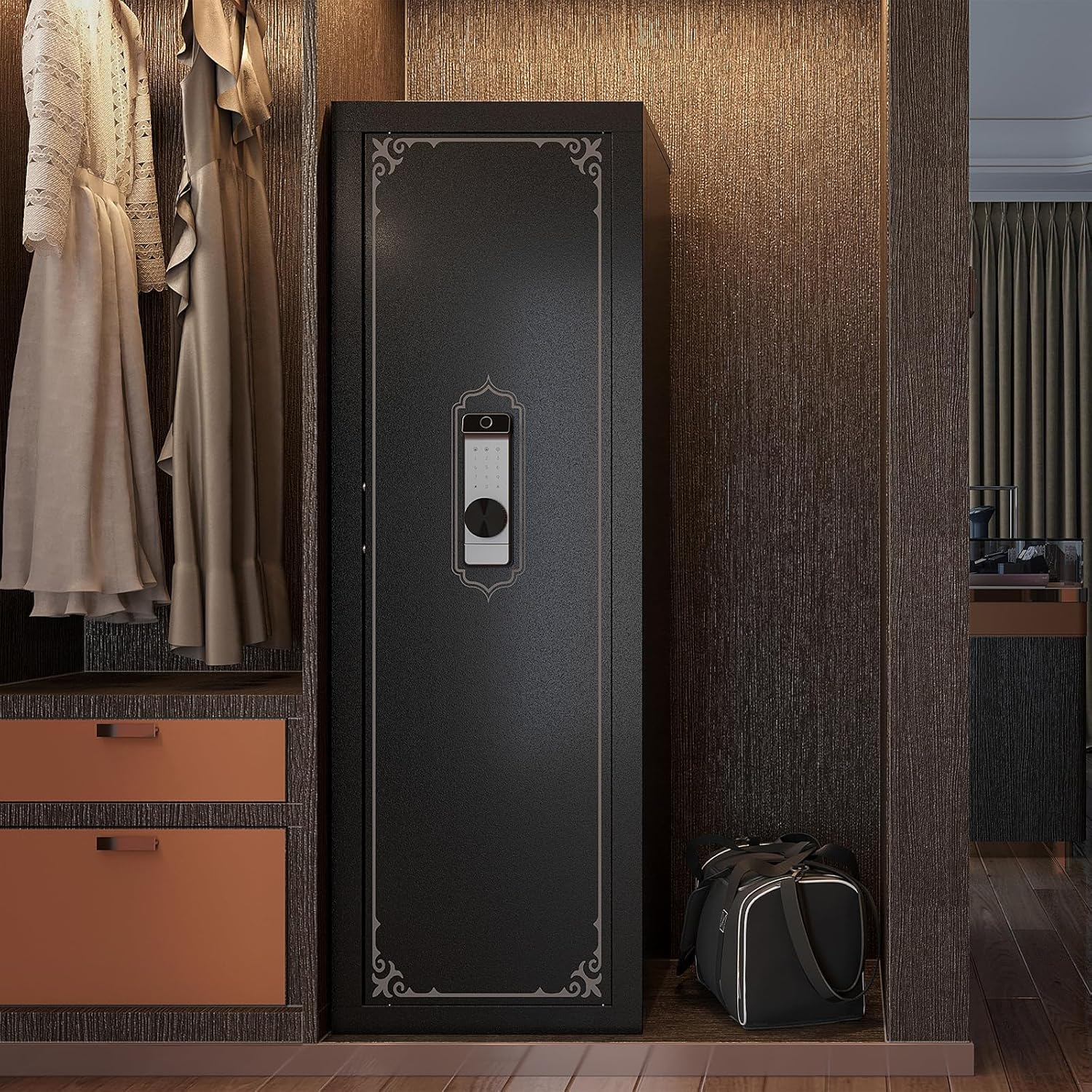 KAER 10-14 Gun Safe, Gun Safe for Rifles and Pistols, Biometric Gun Safe, Fingerprint Gun Safes Large Rifle Safe, Gun Cabinet with Adjustable Shelves and Locking Built-in Cabinet