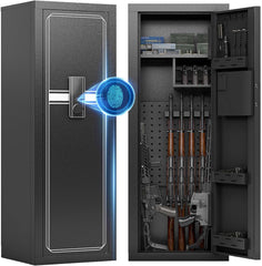 KAER Gun Safe for Rifles and Pistols 10-12 Fingerprint Gun Safe Biometric Gun Safes for Rifles with Adjustable Gun Racks Gun Safes for Shotguns with Adjustable Shelves Heavy Duty Rifle Safes for Home