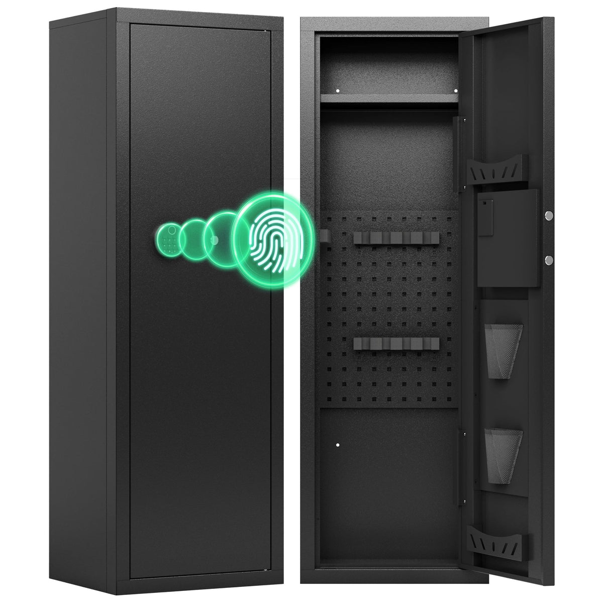 KAER 10-12 Biometric Gun Safe, Quick Access Unassembled Rifle Safe for Rifle and Shotgun, Gun Cabinet with Removable Rifle Rack - KaerWorld