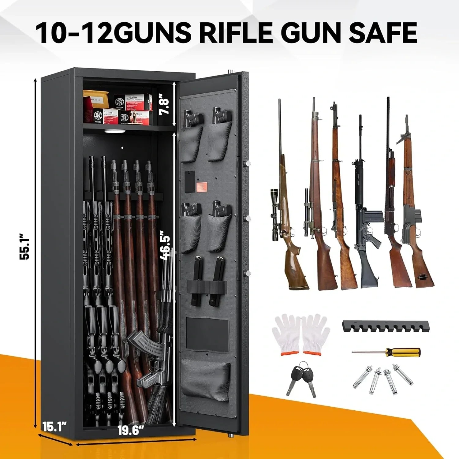 Kaer 10 - 12 Gun Safe 1400MD Rivet Design - KaerWorld