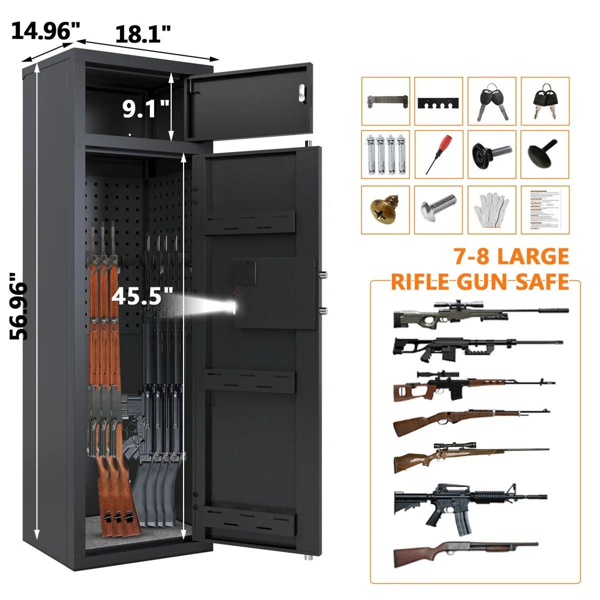 Kaer 10 - 12 Gun Safe 1447 Grey/BLACK - KaerWorld