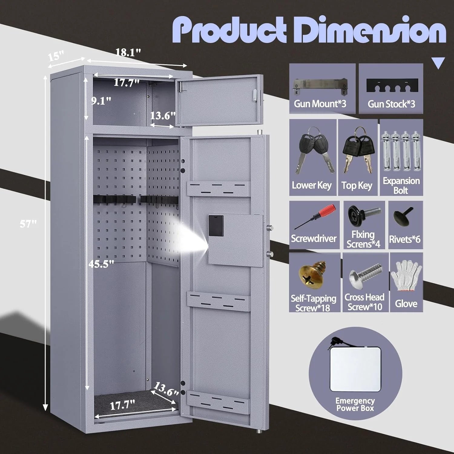 Kaer 10 - 12 Gun Safe 1447 Grey/BLACK - KaerWorld