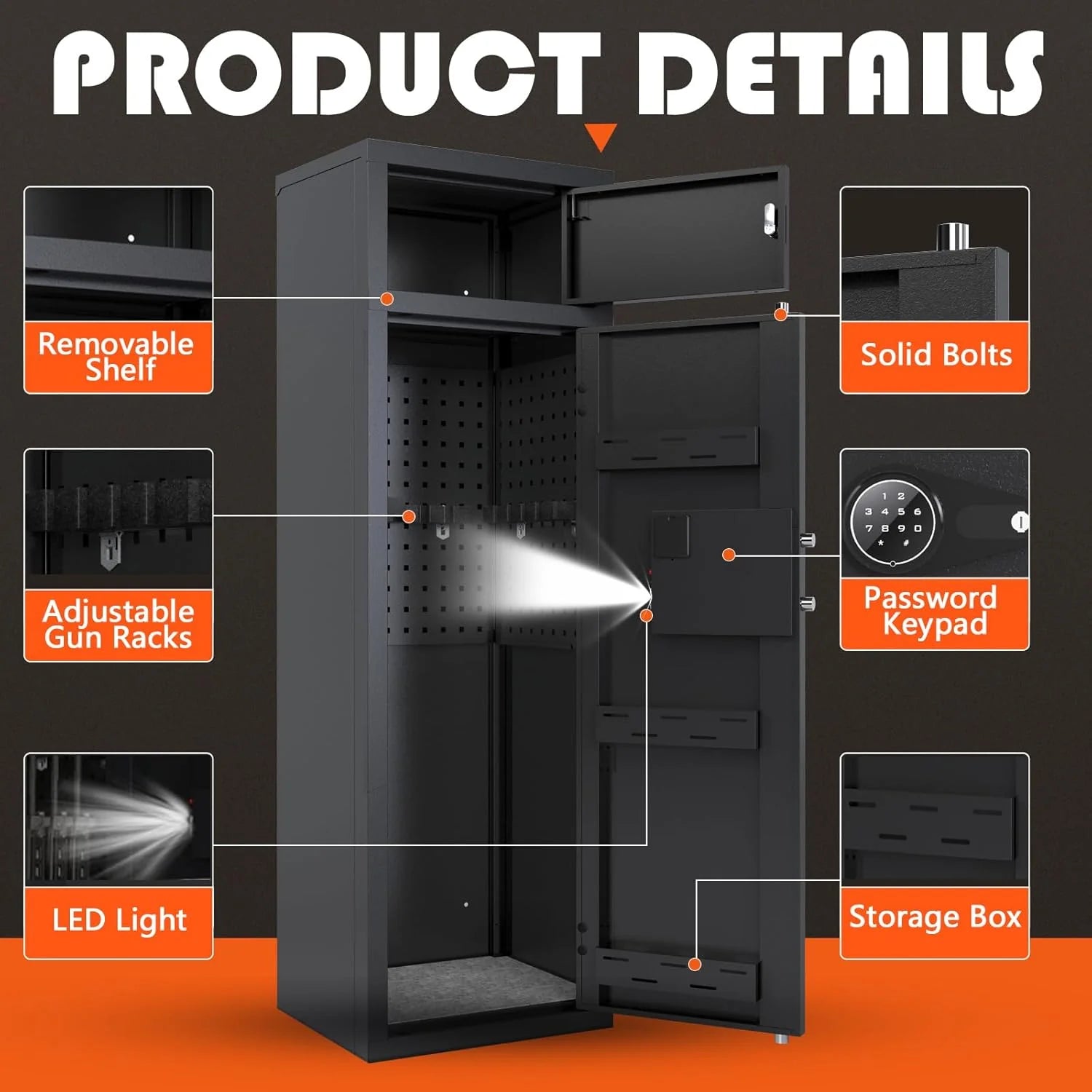 Kaer 10 - 12 Gun Safe 1447 Grey/BLACK - KaerWorld