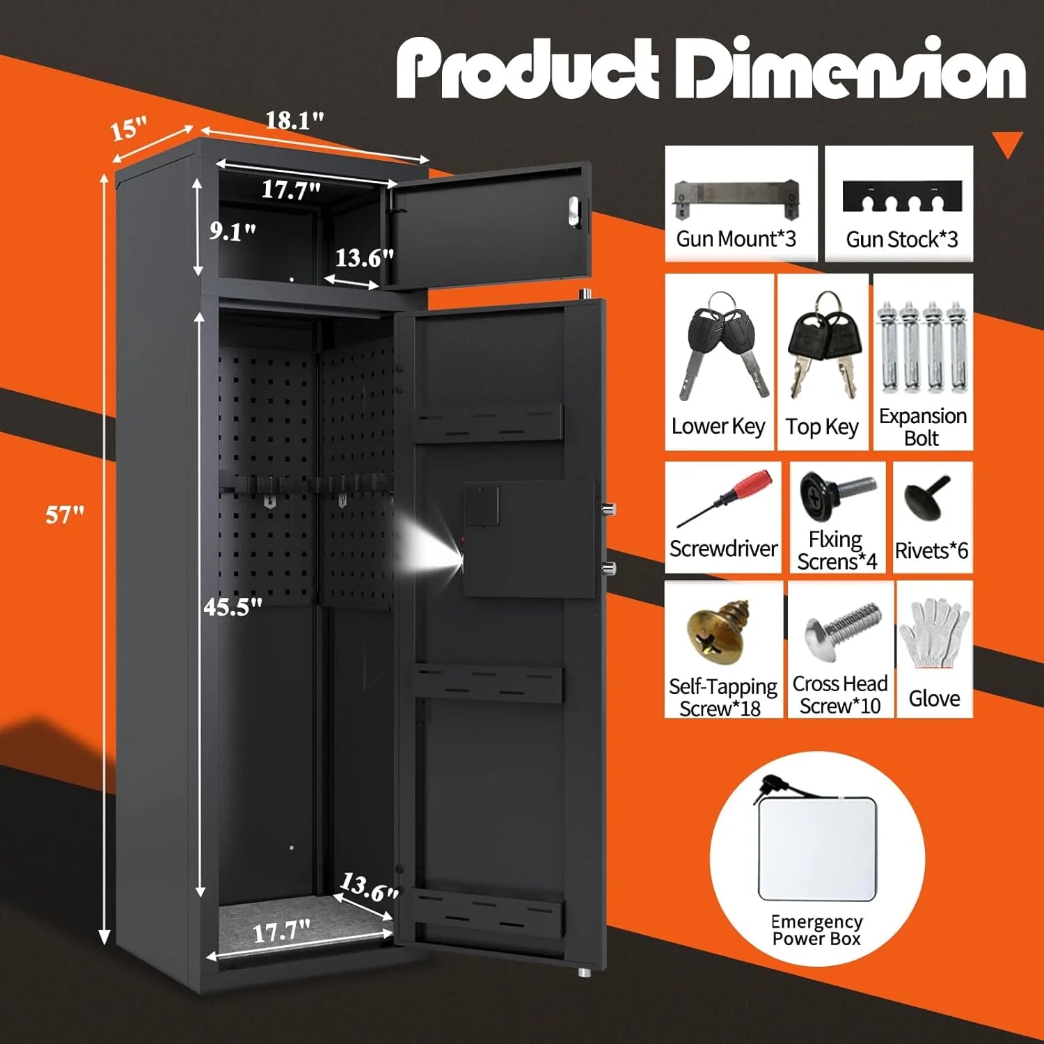 Kaer 10 - 12 Gun Safe 1447 Grey/BLACK - KaerWorld