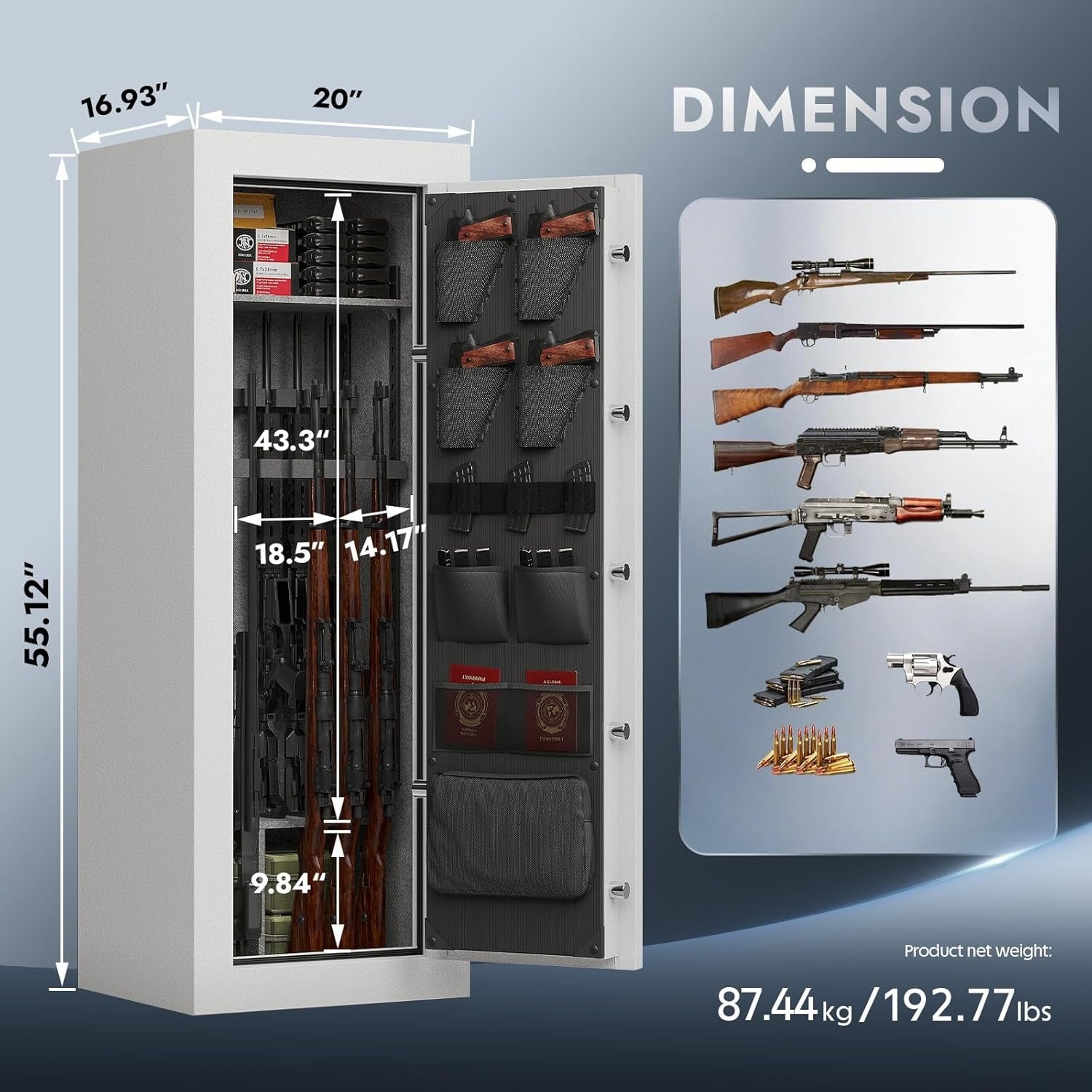 KAER 18 - 20 Gun Fireproof Gun Safe Fingerprint - KaerWorld