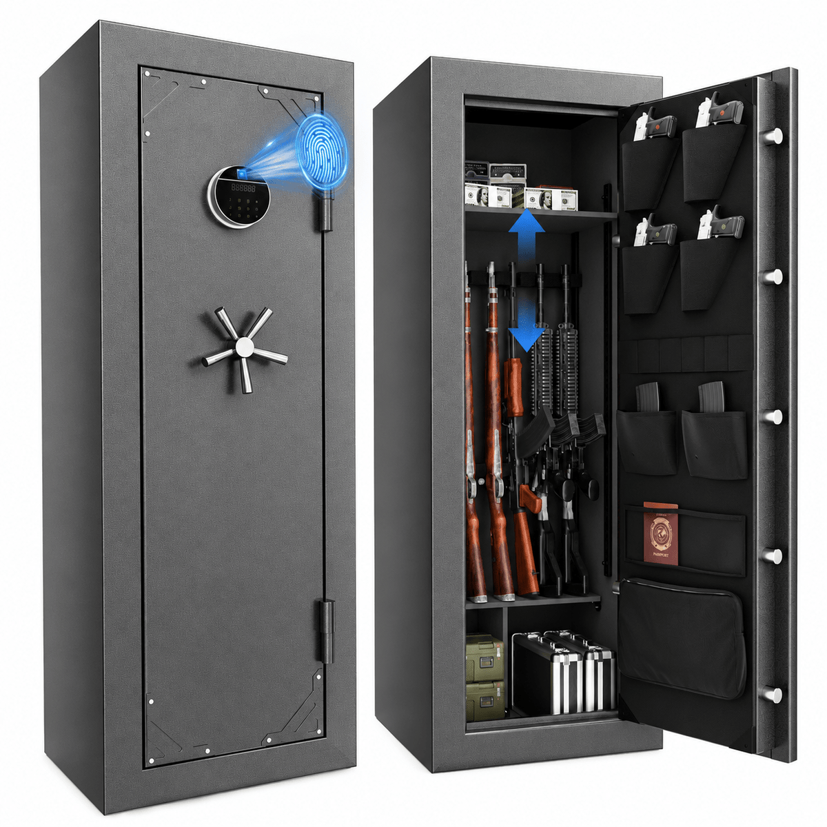 KAER 18-20 Gun Fireproof Pre-assembled Gun Safe Fingerprint - KaerWorld