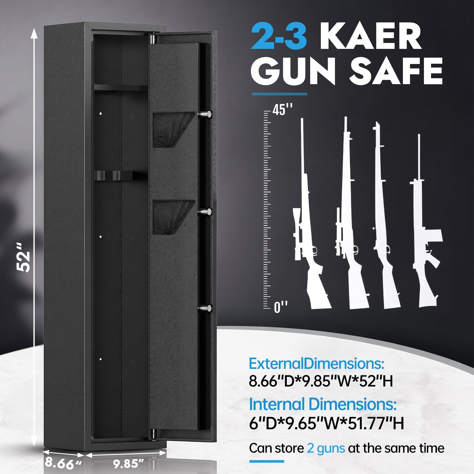 KAER 2 - 3 Pre - Assembled Gun Safe with Electronic Lock - KaerWorld