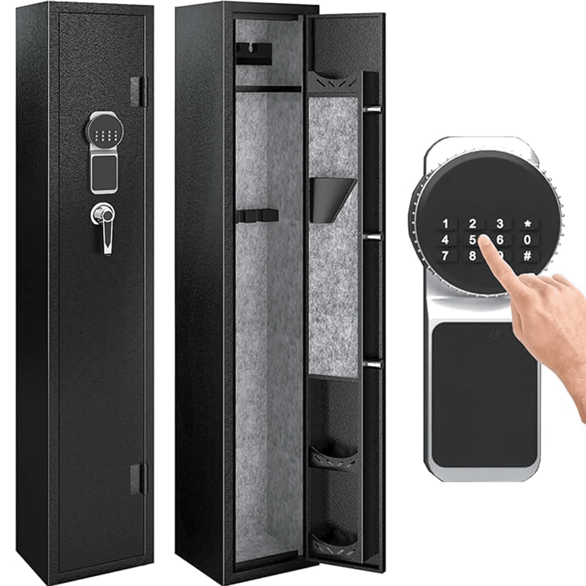 KAER 2 Gun Safe, Assembled Rifle Safe with 180-Degree Full Access Door and Removable Shelf, Firearm Safe with Pistols Rack for Home - KaerWorld