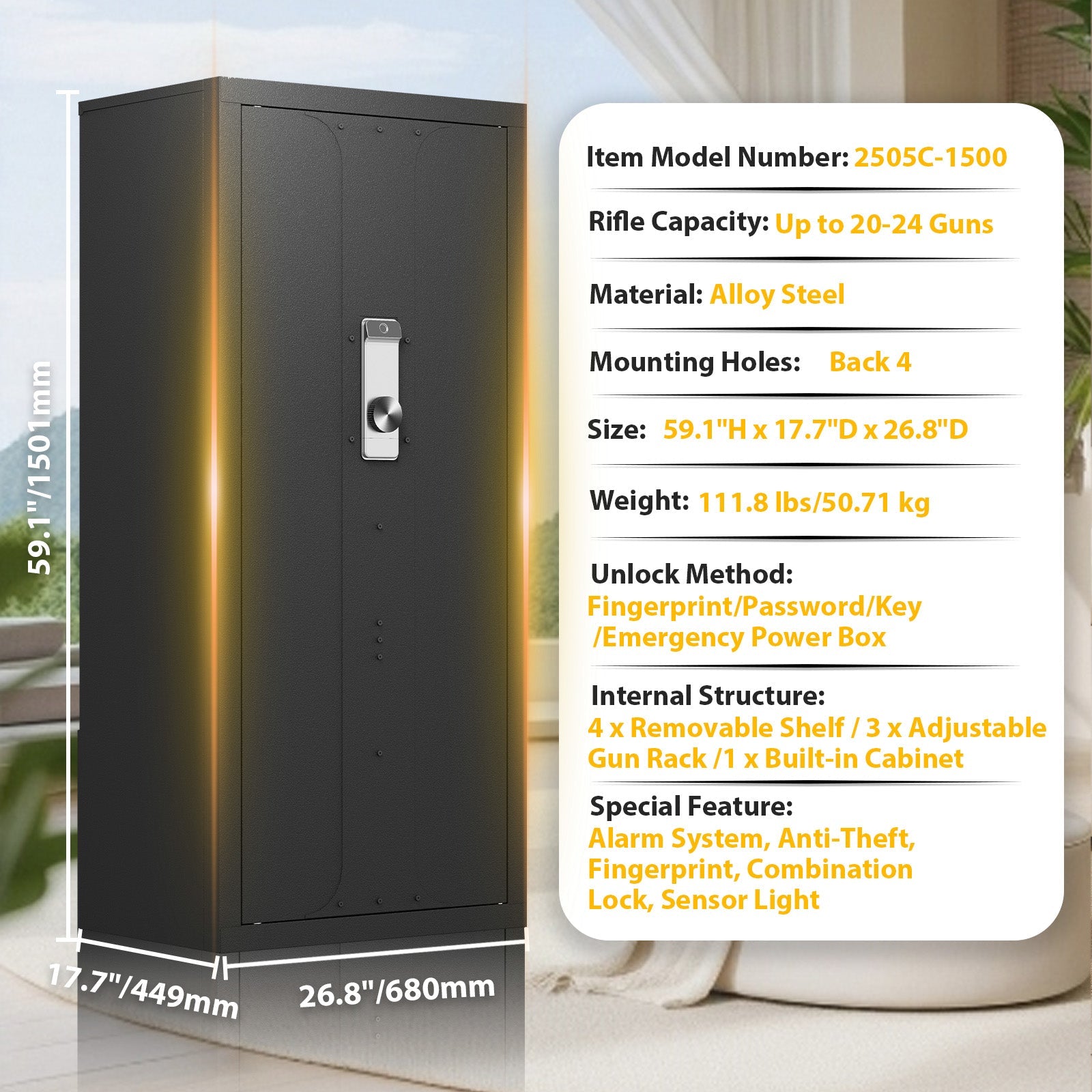Kaer 20 - 24 Large Gun Safe With Fingerprint - KaerWorld