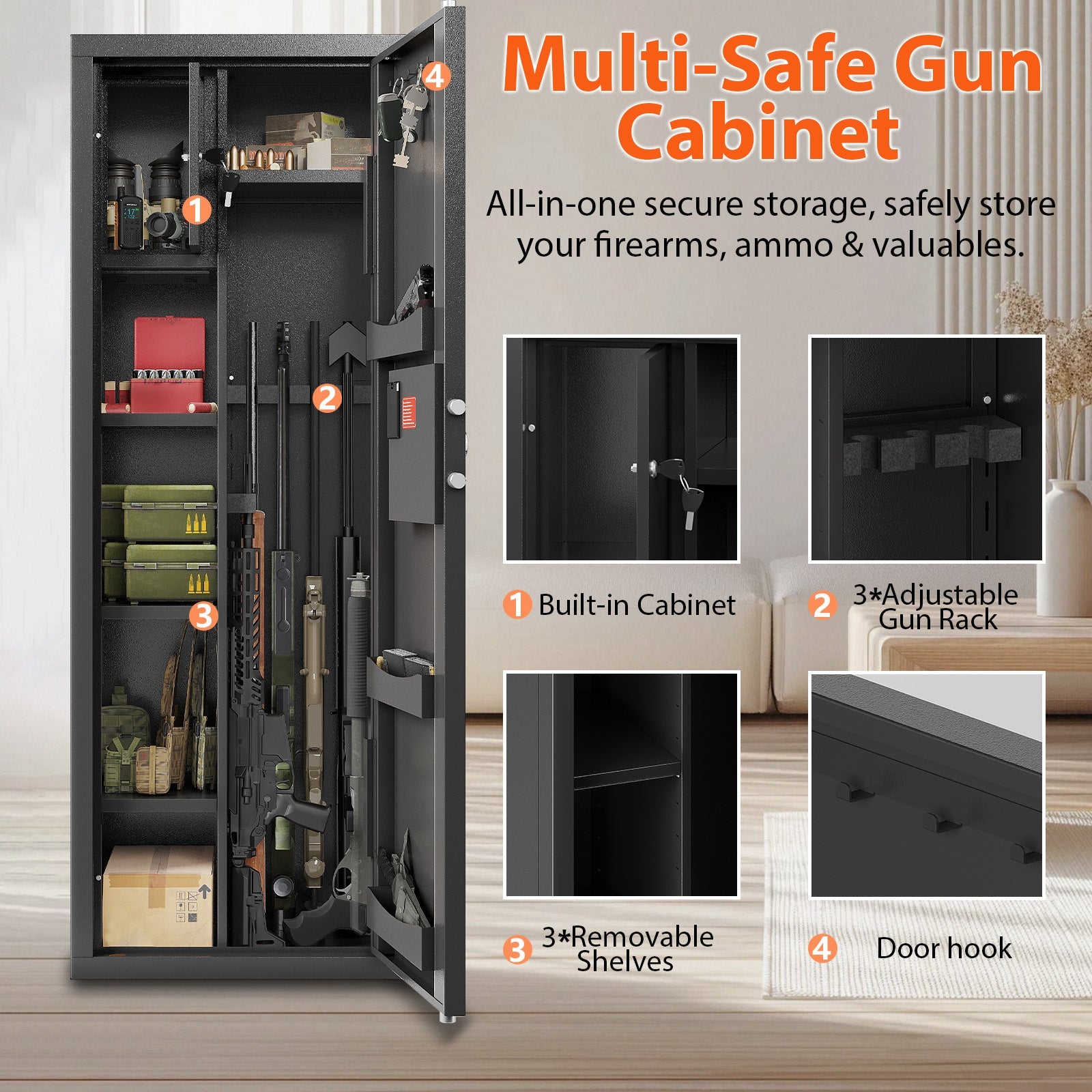 Kaer 8 - 12 Gun Safe Multi - function 1450 - KaerWorld