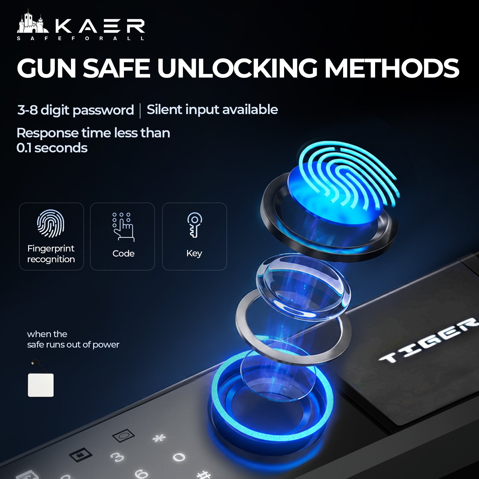 Kaer Large 8 - 10 Rifle Safe And Cabinet With Fingerpint - KaerWorld