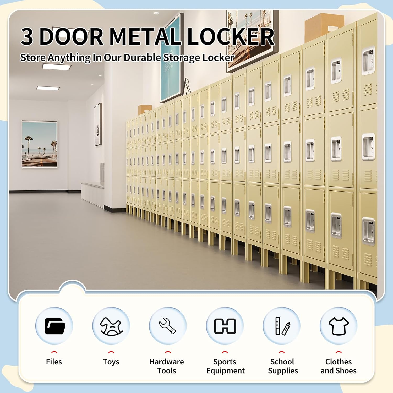 Kaer Metal Locker Storage Cabinet - 3 Door 1680 - KaerWorld