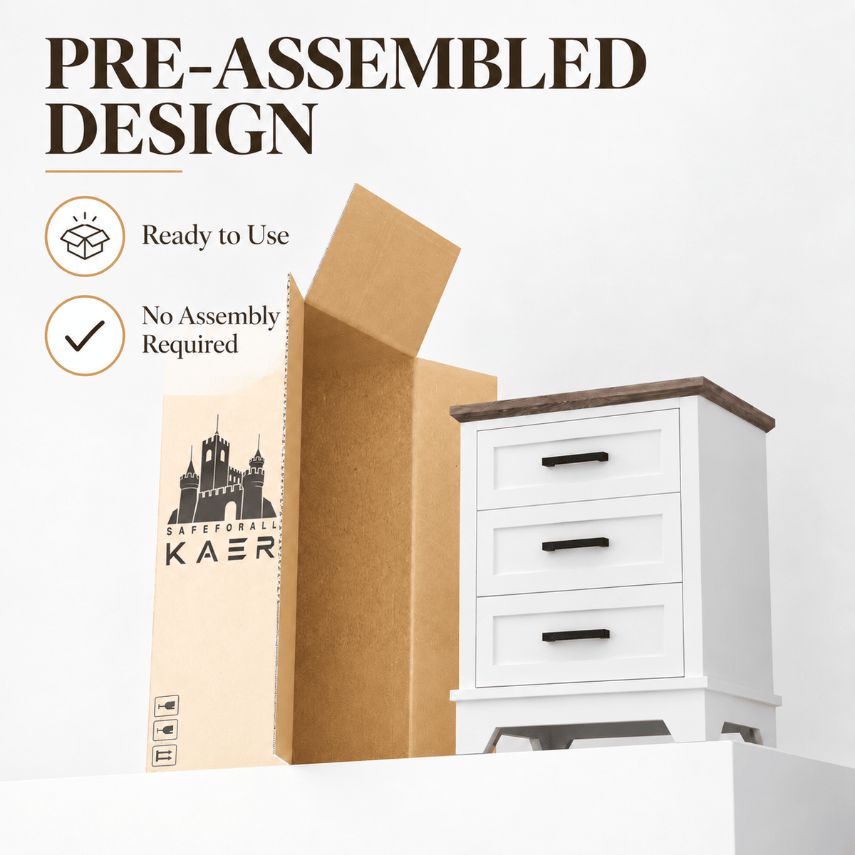KAER Nightstand With Gun Drawer Fingerprint - KaerWorld