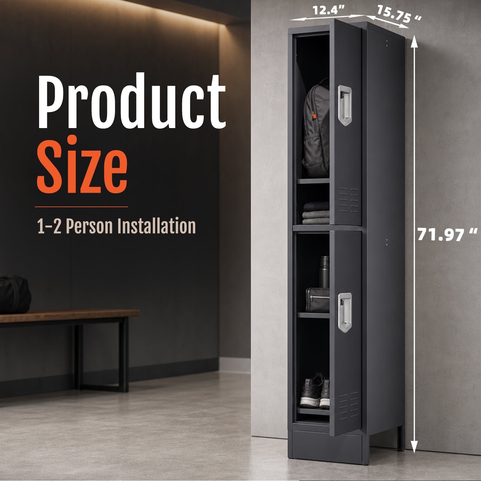 KAER Unite Metal Locker Cabinet with Lockable Storage - KaerWorld