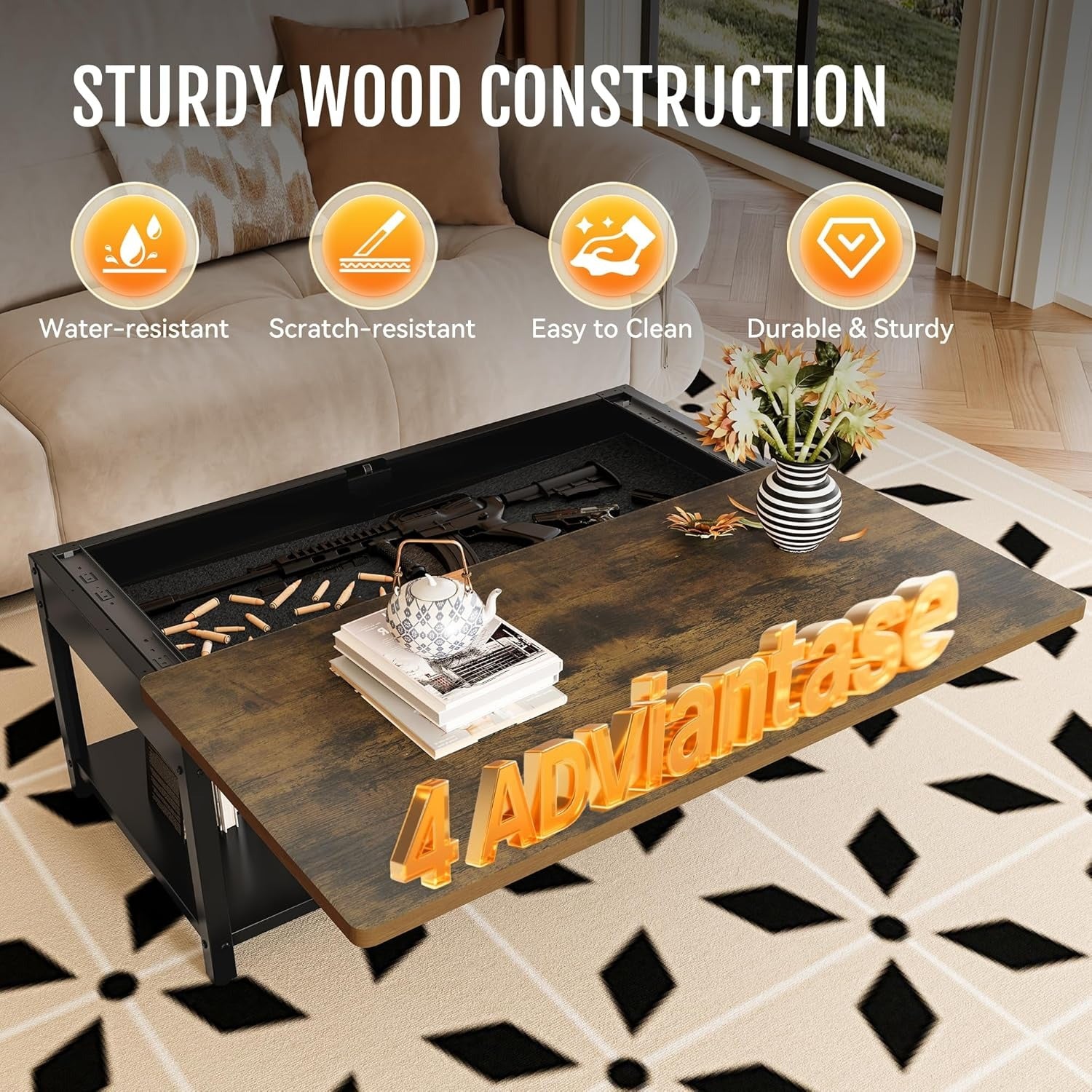 Modern Coffee Table Gun Safe (2 Pattern) - KaerWorld