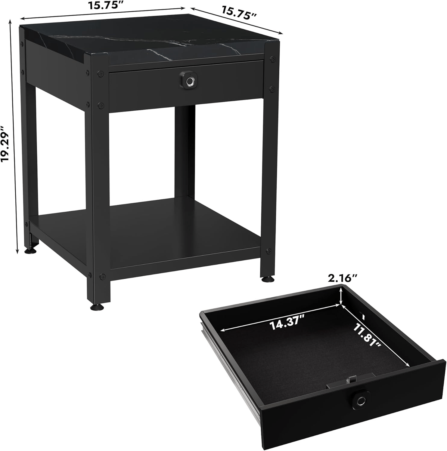 Nightstand With Gun Drawer Fingerprint - KaerWorld