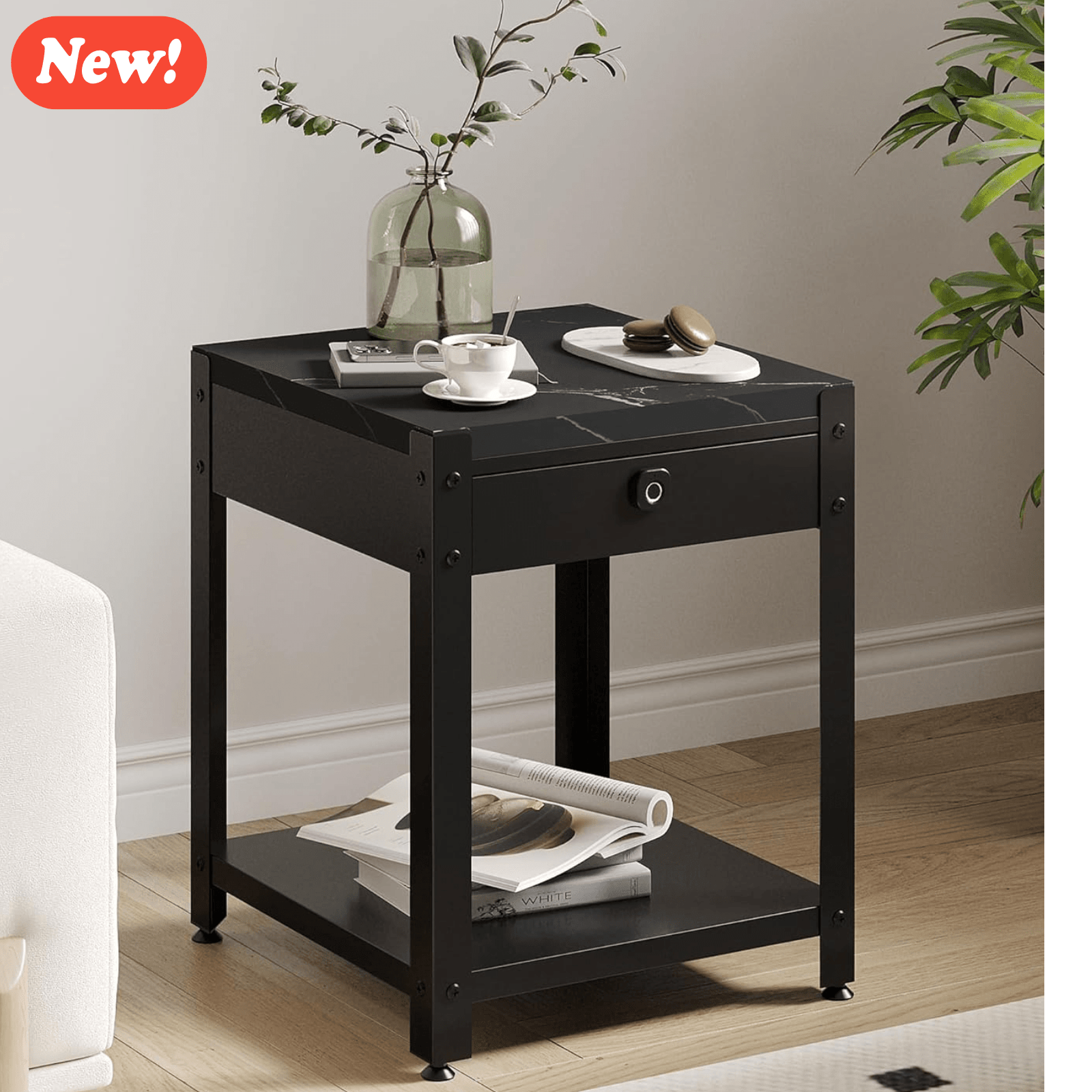 Nightstand With Gun Drawer Fingerprint - KaerWorld