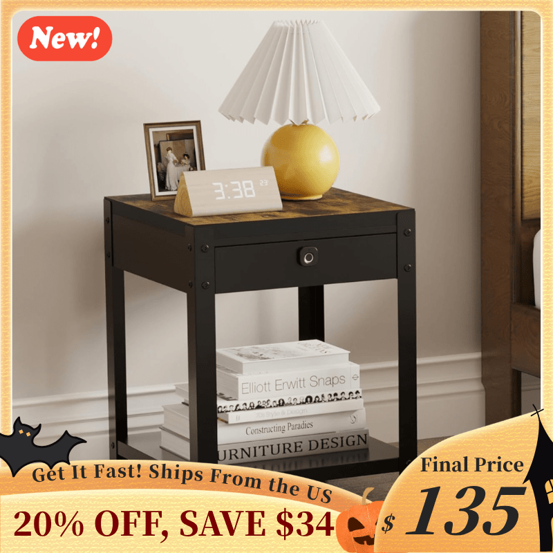 Nightstand With Gun Drawer Fingerprint - KaerWorld