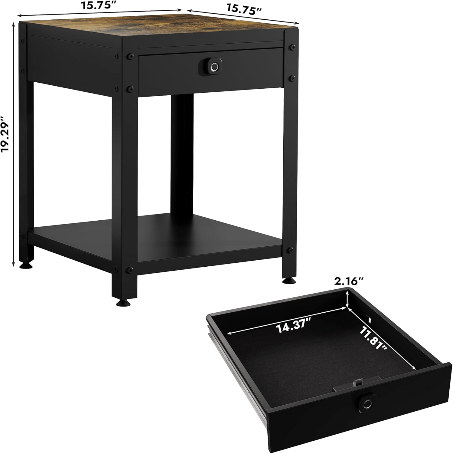 Nightstand With Gun Drawer Fingerprint - KaerWorld