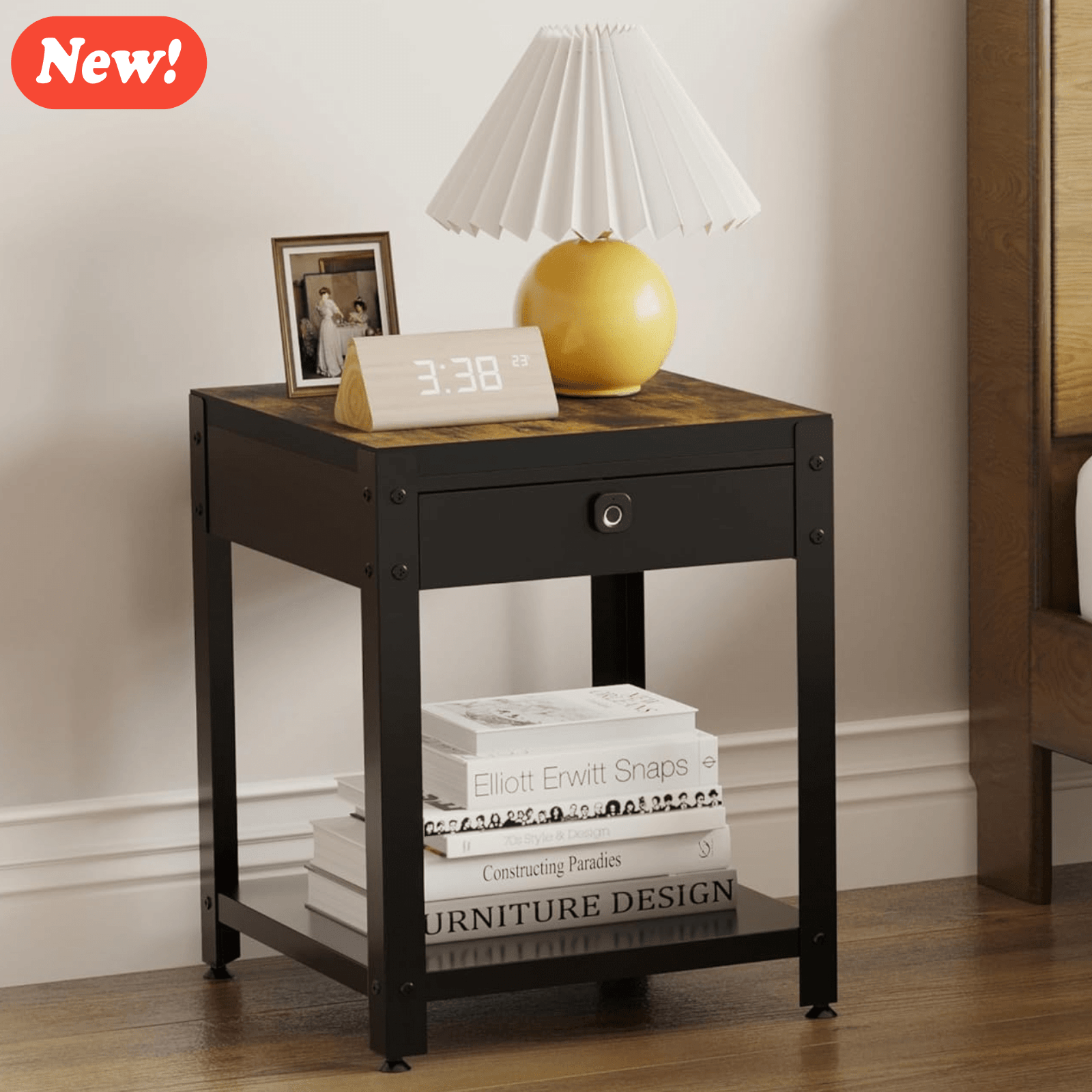 Nightstand With Gun Drawer Fingerprint - KaerWorld