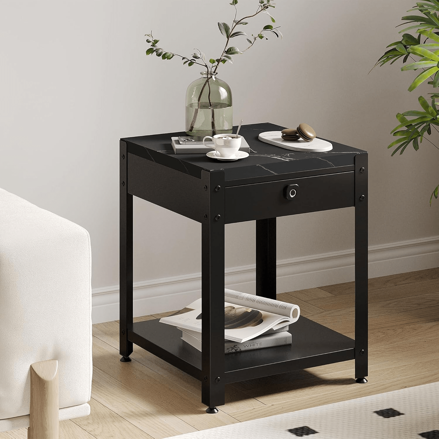 Nightstand With Gun Drawer Fingerprint - KaerWorld