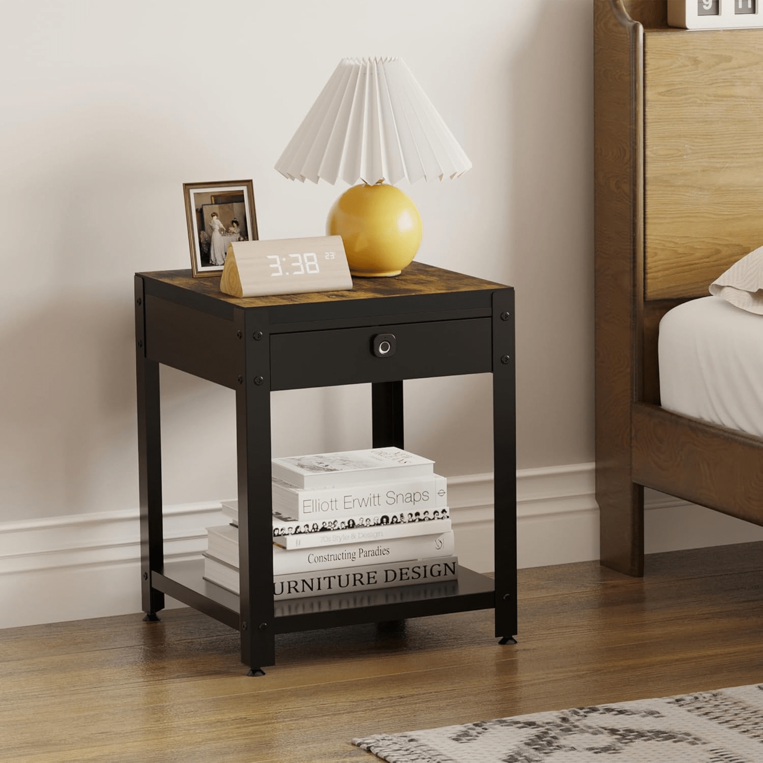 Nightstand With Gun Drawer Fingerprint - KaerWorld