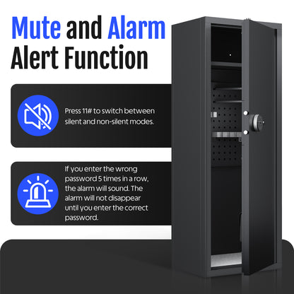 KAER 10-12 Gun Safe, Fingerprint Rifle Safe, Quick Access Gun Safe for Rifle and Shotgun, Unassembled Gun Cabinet with Removable Shelf and Rifle Rack