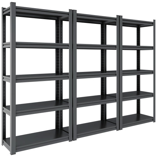 78"H 5 Tier Metal Shelves for Storage Garage Shelving 2000LBS Heavy Duty Storage Shelves Adjustable Garage Shelf Industrial Shelving Unit Storage Utility Rack,47.2"W*18"D*78"H,Black