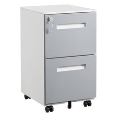 2 Drawer Mobile Locking File Cabinet, Rolling Filing Cabinet for Letter/A4 Size With 5 Wheels,GREY