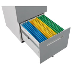 2 Drawer Mobile Locking File Cabinet, Rolling Filing Cabinet for Letter/A4 Size With 5 Wheels,GREY