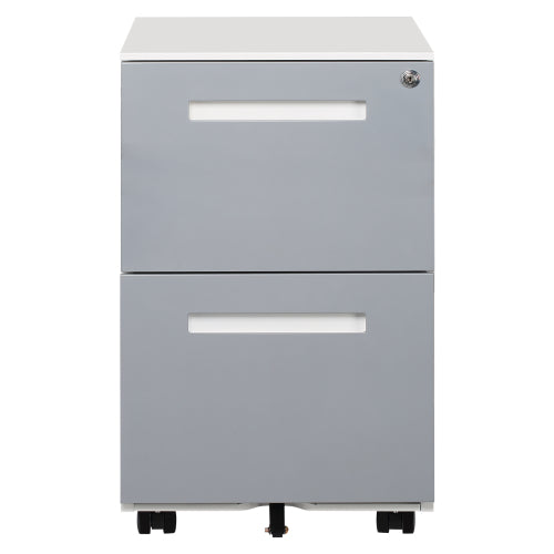 2 Drawer Mobile Locking File Cabinet, Rolling Filing Cabinet for Letter/A4 Size With 5 Wheels,GREY