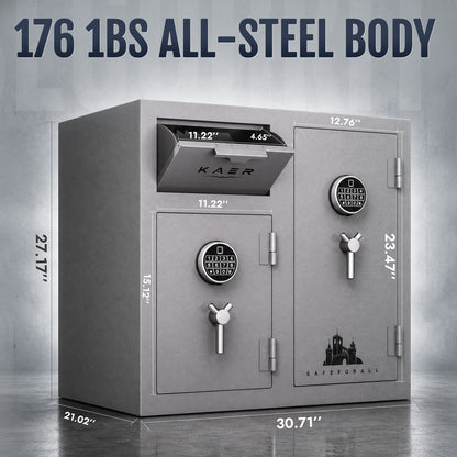 Heavy Duty 10.2 CuFt Commercial Drop Safe – Dual Deposit & Storage Design