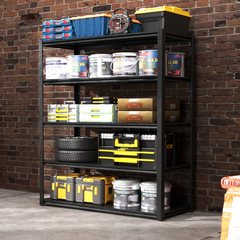 78"H 5 Tier Metal Shelves for Storage Garage Shelving 2000LBS Heavy Duty Storage Shelves Adjustable Garage Shelf Industrial Shelving Unit Storage Utility Rack,47.2"W*18"D*78"H,Black