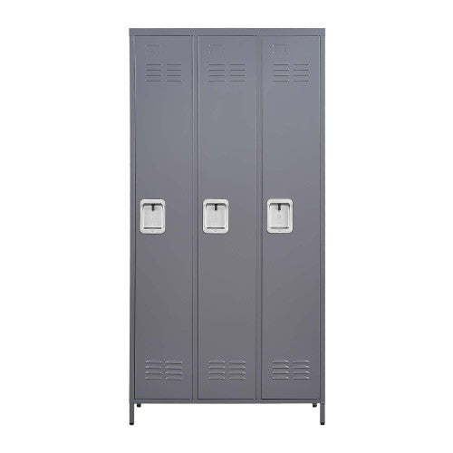 3 Door 72"H Metal Lockers With Lock for Employees,Storage Locker Cabinet for Home Gym Office School Garage,Gray