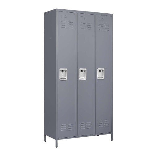 3 Door 72"H Metal Lockers With Lock for Employees,Storage Locker Cabinet for Home Gym Office School Garage,Gray