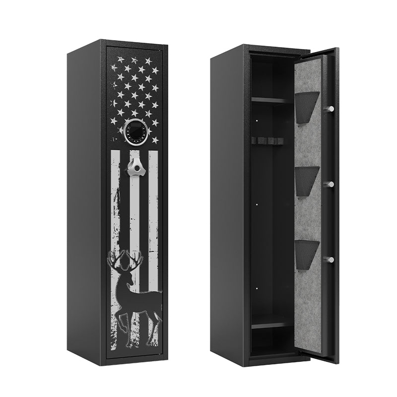 KaerWorld Deep Rifle Gun Safe for 2-4 Guns, Fits Rifles Safe With Scopes, Gun Safe for Rifles and Pistols, Gun Cabinet With 3 Pistol Pouches,Tall Steel Guns Safes With Quick Open Display Keypad