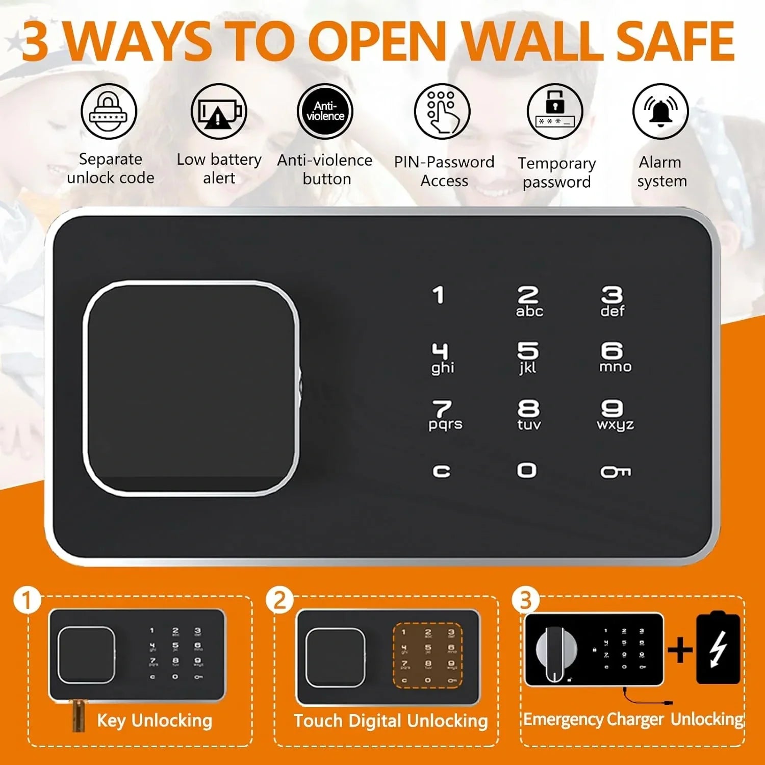 KaerWorld 45" Wall Gun Safe - In-Wall Safe for Rifles and Pistols with Digital Keypad, Adjustable Rack, and Removable Shelf