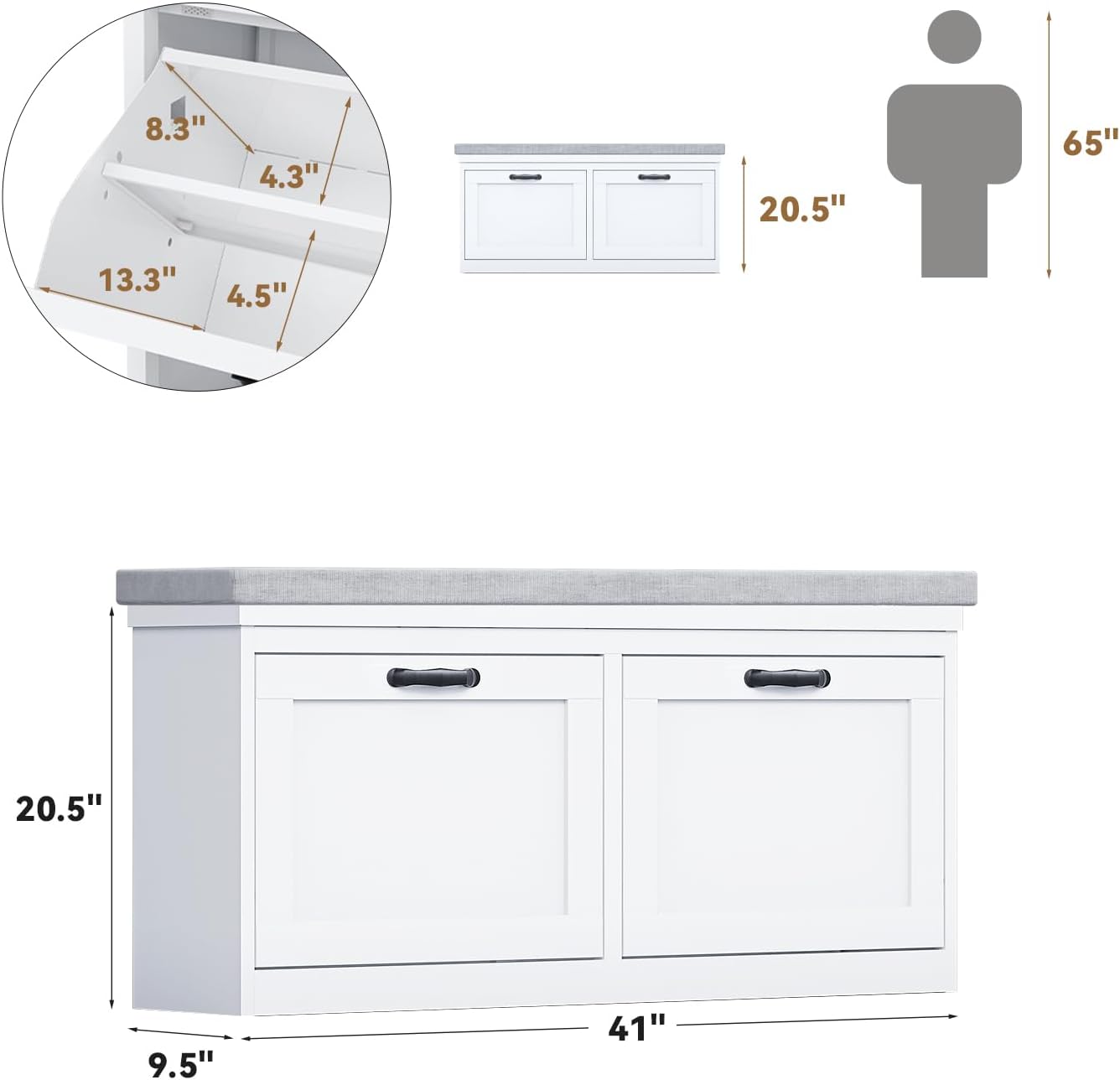 Kaer 2-Drawer Shoe Cabinet Vertical/Horizontal