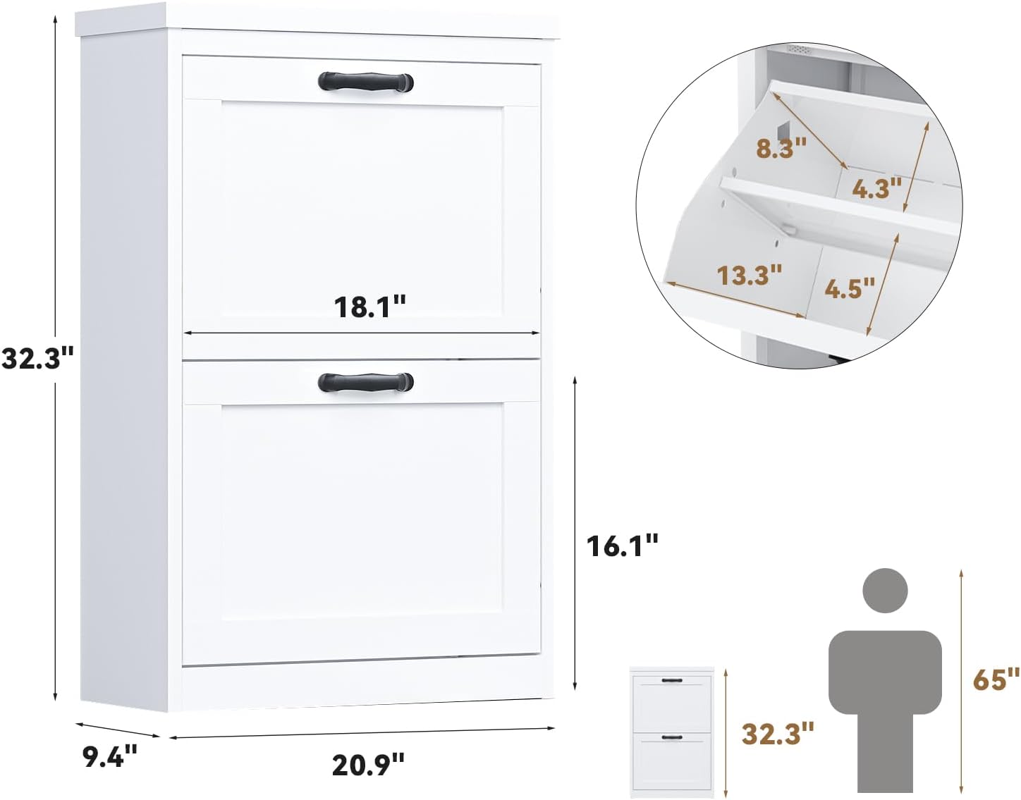 KaerWorld 2-Drawer Shoe Cabinet - Modern Storage for Shoes with Easy Access and Stylish Design