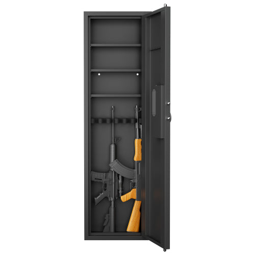 53" Fingerprint Touch Panel In-Wall Safe,Hidden Wall Gun Safe for Rifles with Adjustable Shelves,Assembled Storage Multifunctional Wall Safe for Firearm and Valuables (Black-Fingerprint)