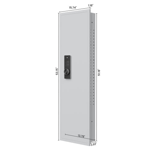 53" Passwod Touch Panel In-Wall Safe,Hidden Wall Gun Safe for Rifles with Adjustable Shelves,Assembled Storage Multifunctional Wall Safe for Firearm and Valuables (White-Digital)